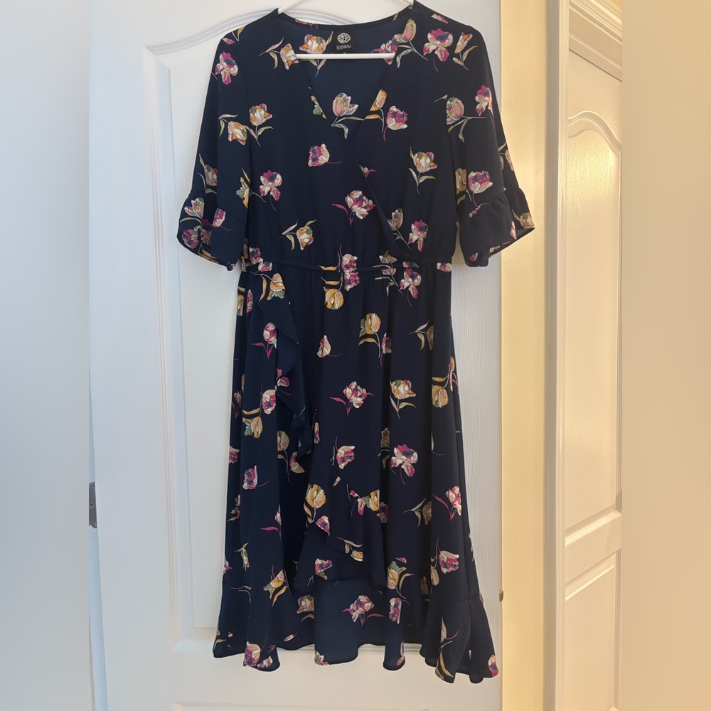 Bobeau Navy Floral Dress
